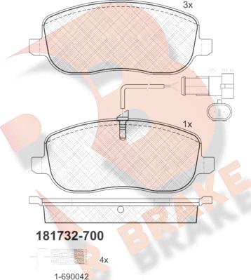 R Brake RB1732-700 - Гальмівні колодки, дискові гальма autozip.com.ua