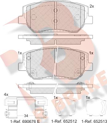 R Brake RB2441 - Гальмівні колодки, дискові гальма autozip.com.ua