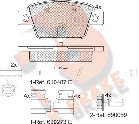 R Brake RB2043 - Гальмівні колодки, дискові гальма autozip.com.ua