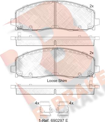 R Brake RB2054 - Гальмівні колодки, дискові гальма autozip.com.ua