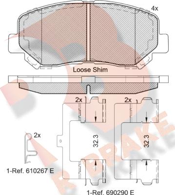 R Brake RB2055 - Гальмівні колодки, дискові гальма autozip.com.ua