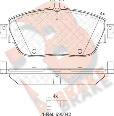 R Brake RB2061 - Гальмівні колодки, дискові гальма autozip.com.ua