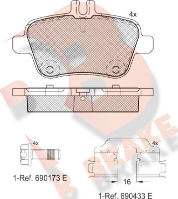 R Brake RB2039-067 - Гальмівні колодки, дискові гальма autozip.com.ua