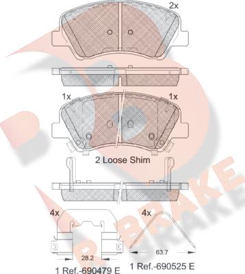 R Brake RB2035-233 - Гальмівні колодки, дискові гальма autozip.com.ua