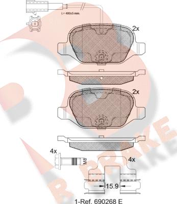 R Brake RB2038 - Гальмівні колодки, дискові гальма autozip.com.ua