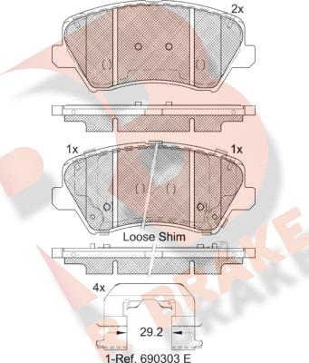 R Brake RB2029-203 - Гальмівні колодки, дискові гальма autozip.com.ua