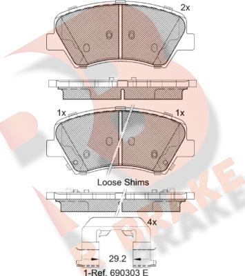 R Brake RB2029 - Гальмівні колодки, дискові гальма autozip.com.ua