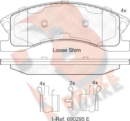 R Brake RB2075 - Гальмівні колодки, дискові гальма autozip.com.ua