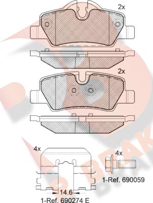 R Brake RB2190 - Гальмівні колодки, дискові гальма autozip.com.ua