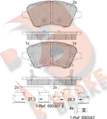 R Brake RB2108-203 - Гальмівні колодки, дискові гальма autozip.com.ua