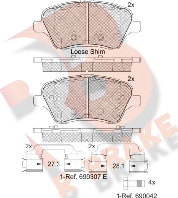 R Brake RB2108 - Гальмівні колодки, дискові гальма autozip.com.ua