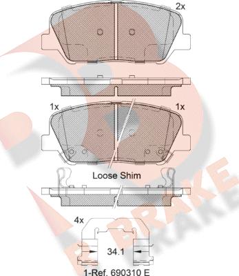 R Brake RB2102 - Гальмівні колодки, дискові гальма autozip.com.ua