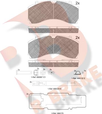 R Brake RB2124-073 - Гальмівні колодки, дискові гальма autozip.com.ua