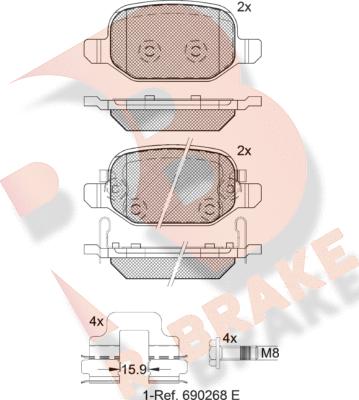 R Brake RB2127 - Гальмівні колодки, дискові гальма autozip.com.ua