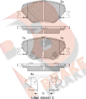 R Brake RB2332 - Гальмівні колодки, дискові гальма autozip.com.ua