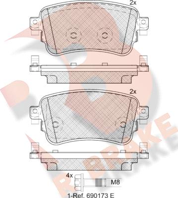 R Brake RB2294 - Гальмівні колодки, дискові гальма autozip.com.ua