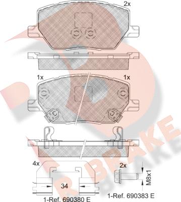 R Brake RB2243 - Гальмівні колодки, дискові гальма autozip.com.ua