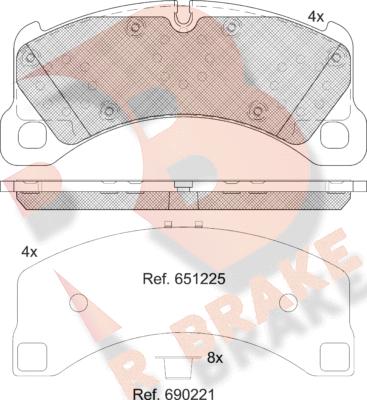 R Brake RB2206-208 - Гальмівні колодки, дискові гальма autozip.com.ua