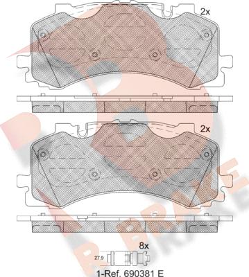 R Brake RB2281 - Гальмівні колодки, дискові гальма autozip.com.ua