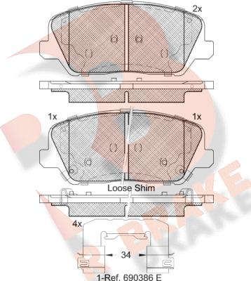 R Brake RB2239 - Гальмівні колодки, дискові гальма autozip.com.ua