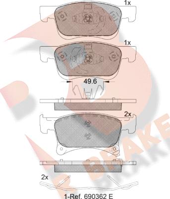R Brake RB2221 - Гальмівні колодки, дискові гальма autozip.com.ua