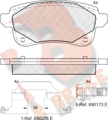R Brake RB2222-208 - Гальмівні колодки, дискові гальма autozip.com.ua