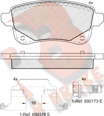 R Brake RB2222 - Гальмівні колодки, дискові гальма autozip.com.ua