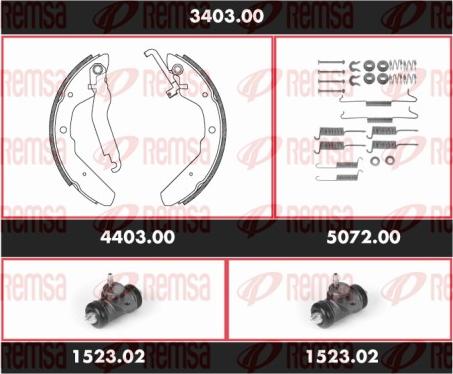 Remsa 3403.00 - Комплект гальм, барабанний механізм autozip.com.ua