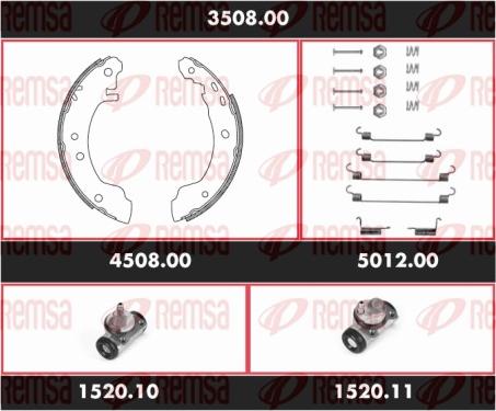 Remsa 3508.00 - Комплект гальм, барабанний механізм autozip.com.ua