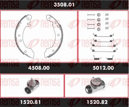 Remsa 3508.01 - Комплект гальм, барабанний механізм autozip.com.ua