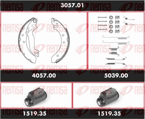 Remsa 3057.01 - Комплект гальм, барабанний механізм autozip.com.ua