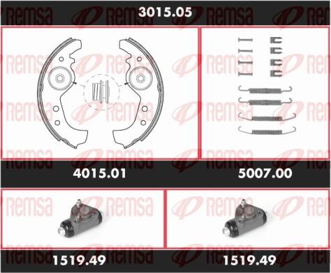 Remsa 3015.05 - Комплект гальм, барабанний механізм autozip.com.ua