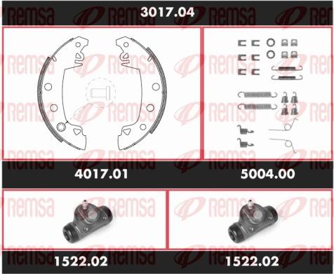 Remsa 3017.04 - Комплект гальм, барабанний механізм autozip.com.ua