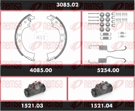 Remsa 3085.02 - Комплект гальм, барабанний механізм autozip.com.ua