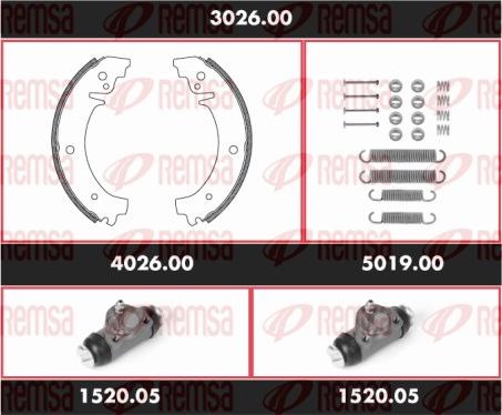 Remsa 3026.00 - Комплект гальм, барабанний механізм autozip.com.ua