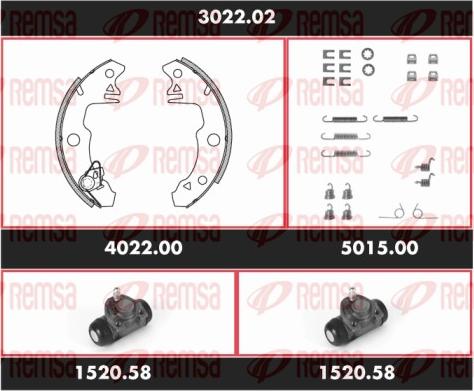 Remsa 3022.02 - Комплект гальм, барабанний механізм autozip.com.ua