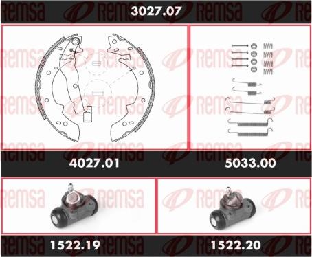 Remsa 3027.07 - Комплект гальм, барабанний механізм autozip.com.ua