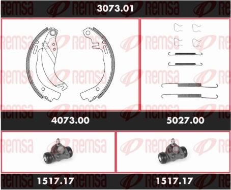 Remsa 3073.01 - Комплект гальм, барабанний механізм autozip.com.ua