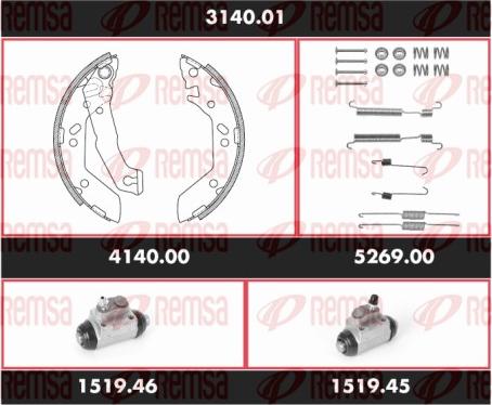 Remsa 3140.01 - Комплект гальм, барабанний механізм autozip.com.ua