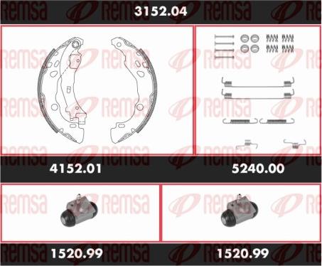 Remsa 3152.04 - Комплект гальм, барабанний механізм autozip.com.ua