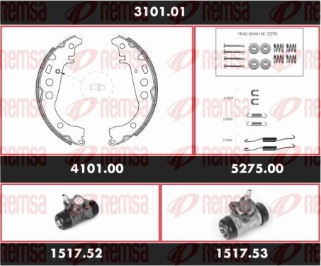 Remsa 3101.01 - Комплект гальм, барабанний механізм autozip.com.ua