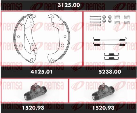 Remsa 3125.00 - Комплект гальм, барабанний механізм autozip.com.ua