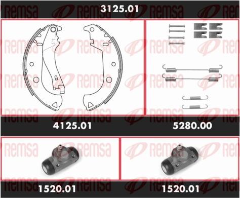 Remsa 3125.01 - Комплект гальм, барабанний механізм autozip.com.ua