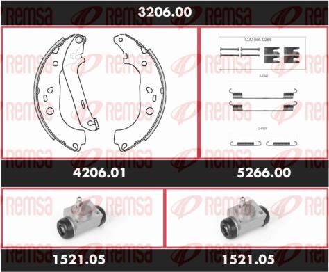 Remsa 3206.00 - Комплект гальм, барабанний механізм autozip.com.ua