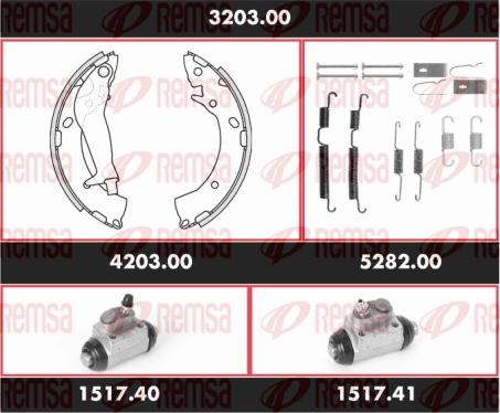 Remsa 3203.00 - Комплект гальм, барабанний механізм autozip.com.ua