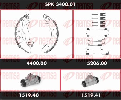 Remsa SPK 3400.01 - Комплект гальм, барабанний механізм autozip.com.ua