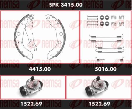 Remsa SPK 3415.00 - Комплект гальм, барабанний механізм autozip.com.ua