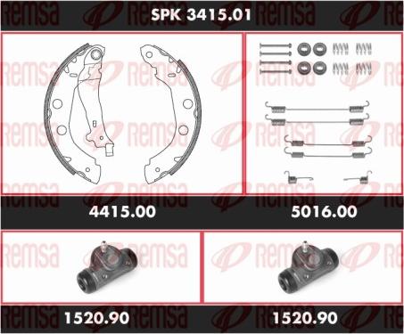 Remsa SPK 3415.01 - Комплект гальм, барабанний механізм autozip.com.ua