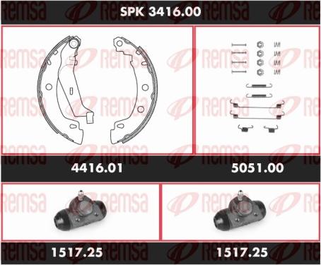 Remsa SPK 3416.00 - Комплект гальм, барабанний механізм autozip.com.ua