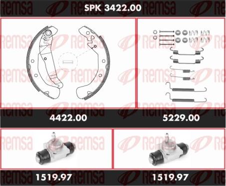 Remsa SPK 3422.00 - Комплект гальм, барабанний механізм autozip.com.ua